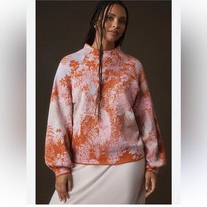Anthropologie Orange & Pink Cowlneck Sweater